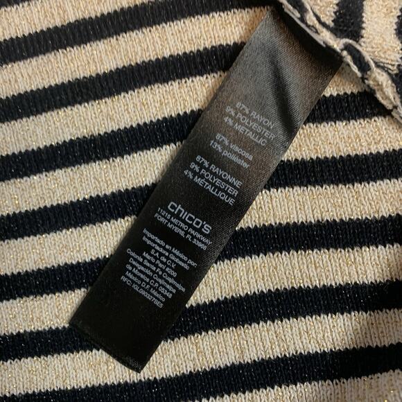 Chico's Travelers Sweater Women 2 Medium Cardigan Knit Jacket Striped Open Front - Picture 5 of 8